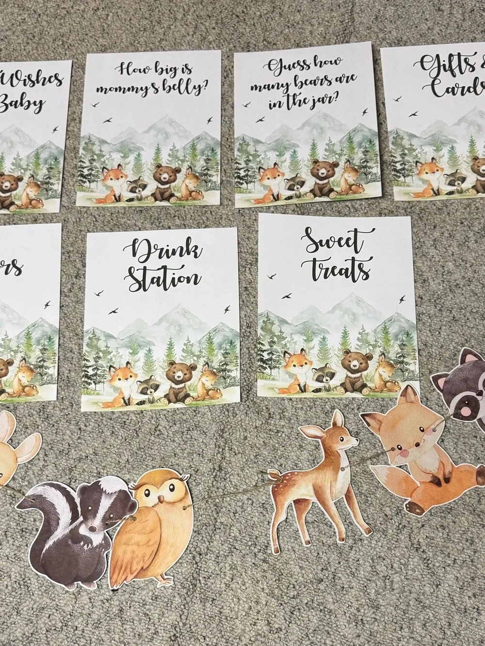 Woodland Animals Baby Shower Lot over 100 pieces